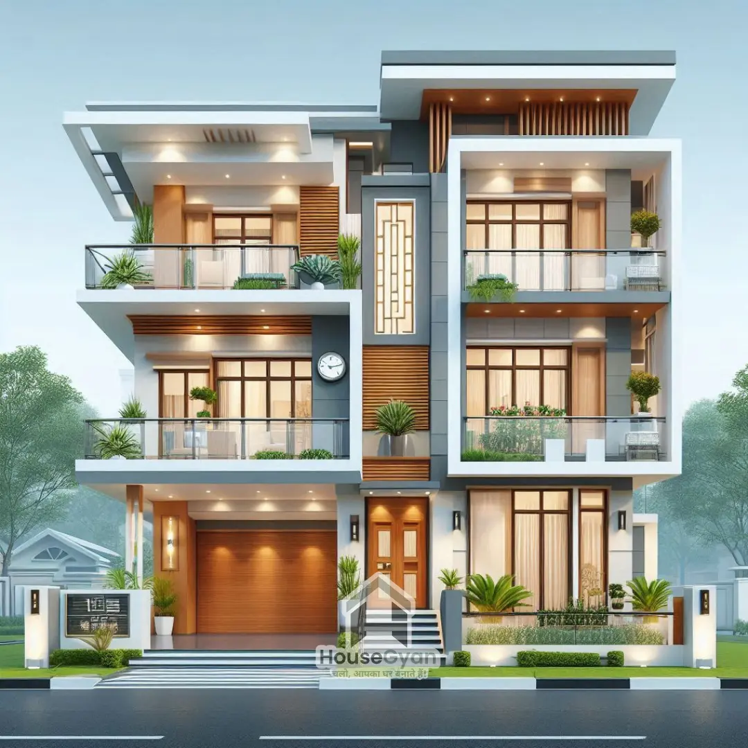 Glass Normal House Front Elevation Design
