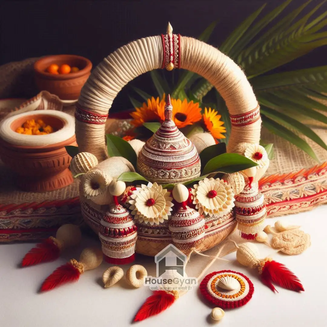 jaapi and gamusa decoration for an assamese touch