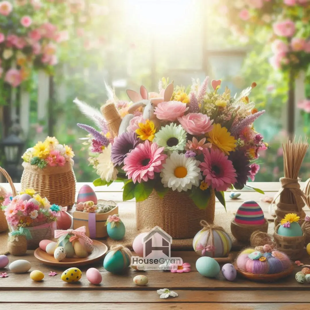 diy easter decoration with flowers