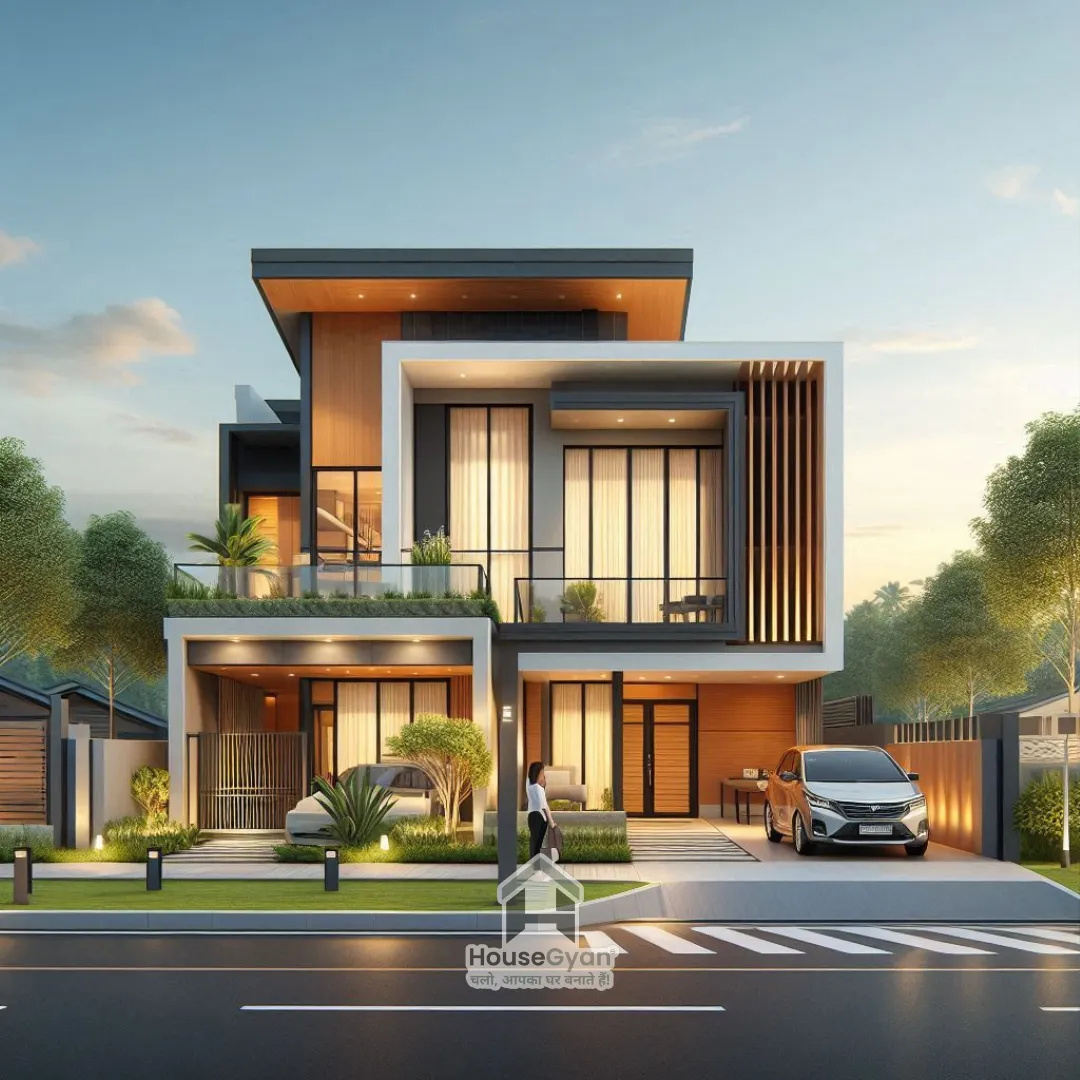 Modern Duplex House Elevation 