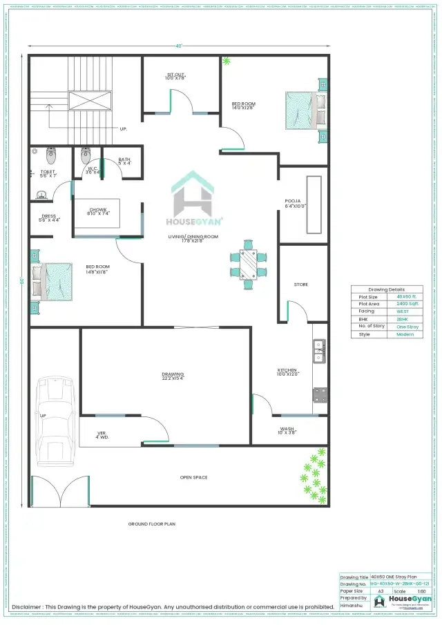 West Facing House Plan