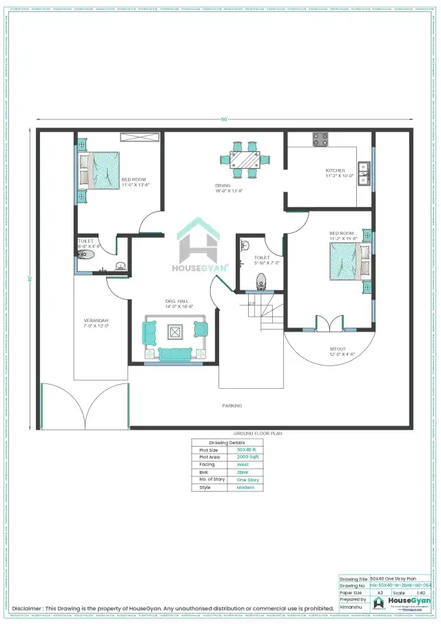 West Facing House Plan