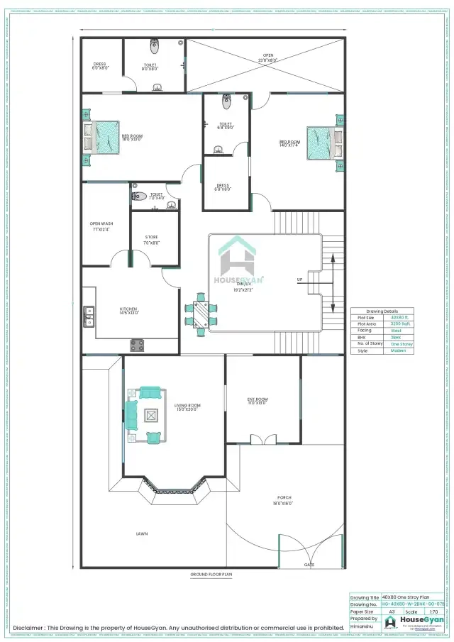 West Facing House Plan