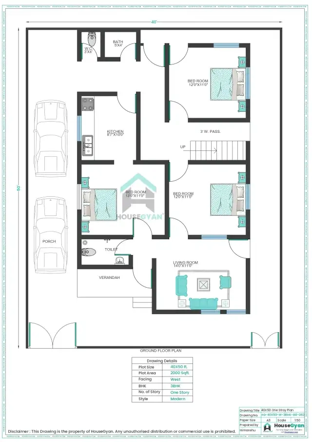 West Facing House Plan