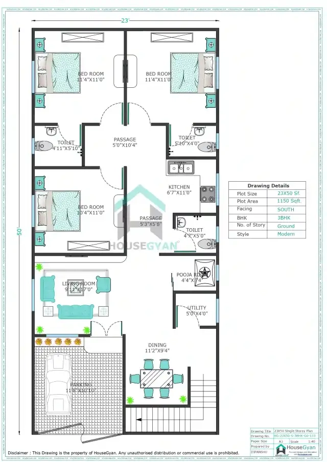 south facing house plan