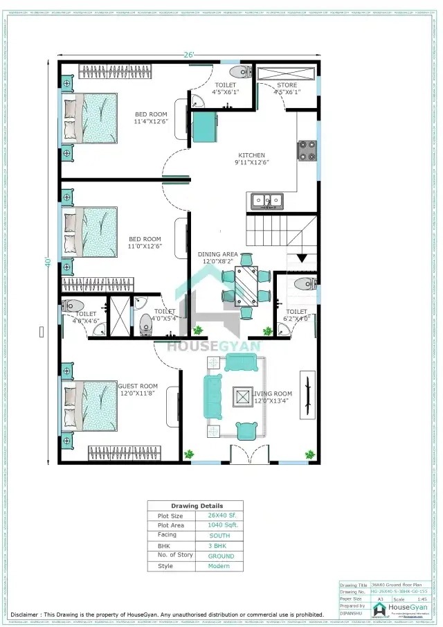 south facing house plan
