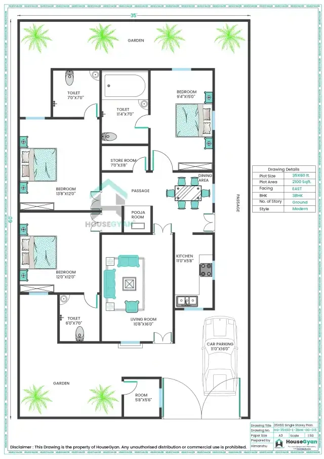 3bhk house plan