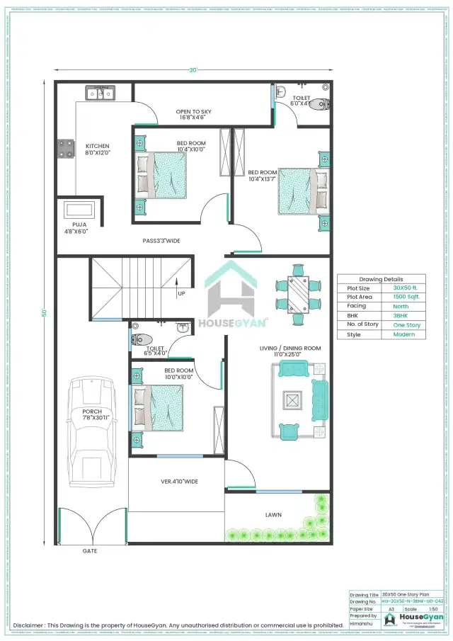 3bhk house plan