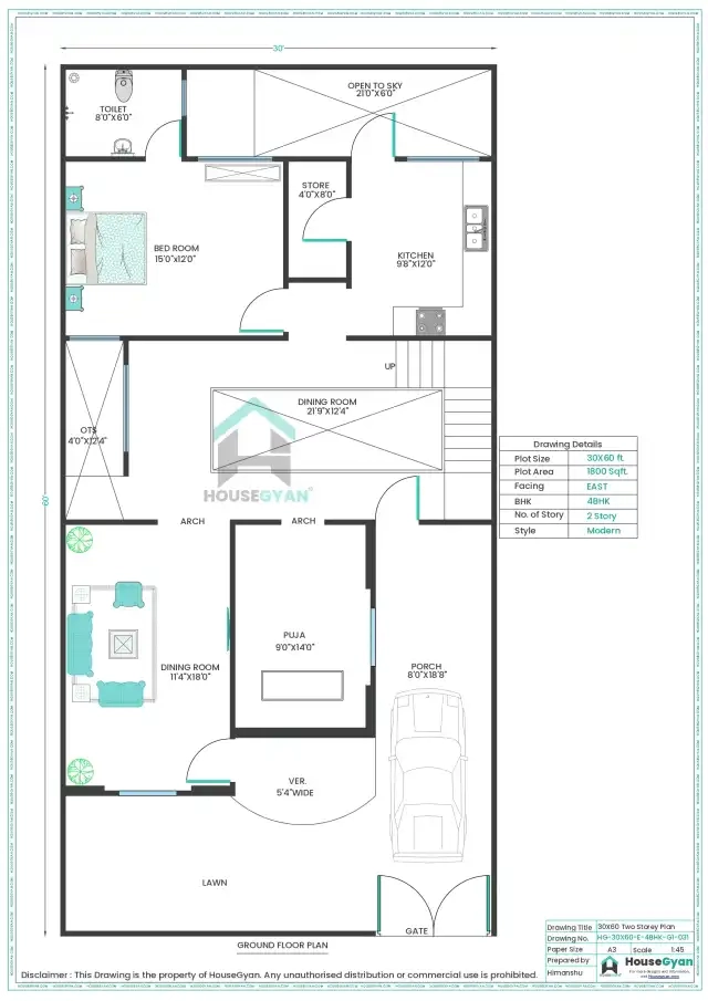 1800 sqft house plan