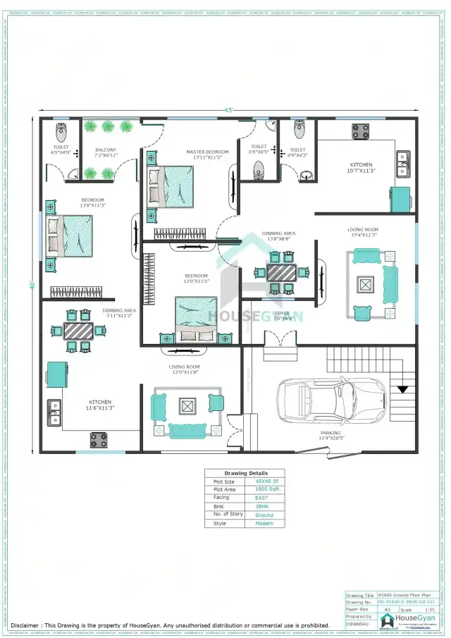 1800 sqft house plan