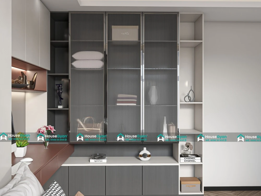 Glass Shutter Wardrobe Design