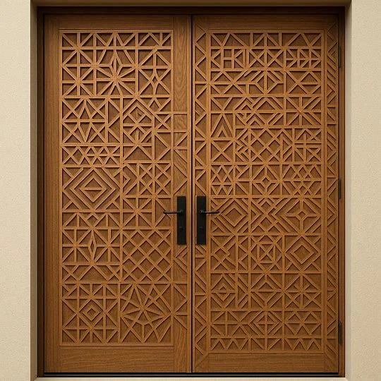 Geometric-Patterned Double Door Design