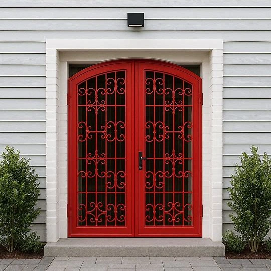Red Iron Double Door Design