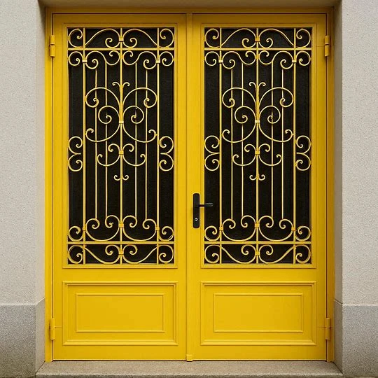 Yellow Metal Double Door Design