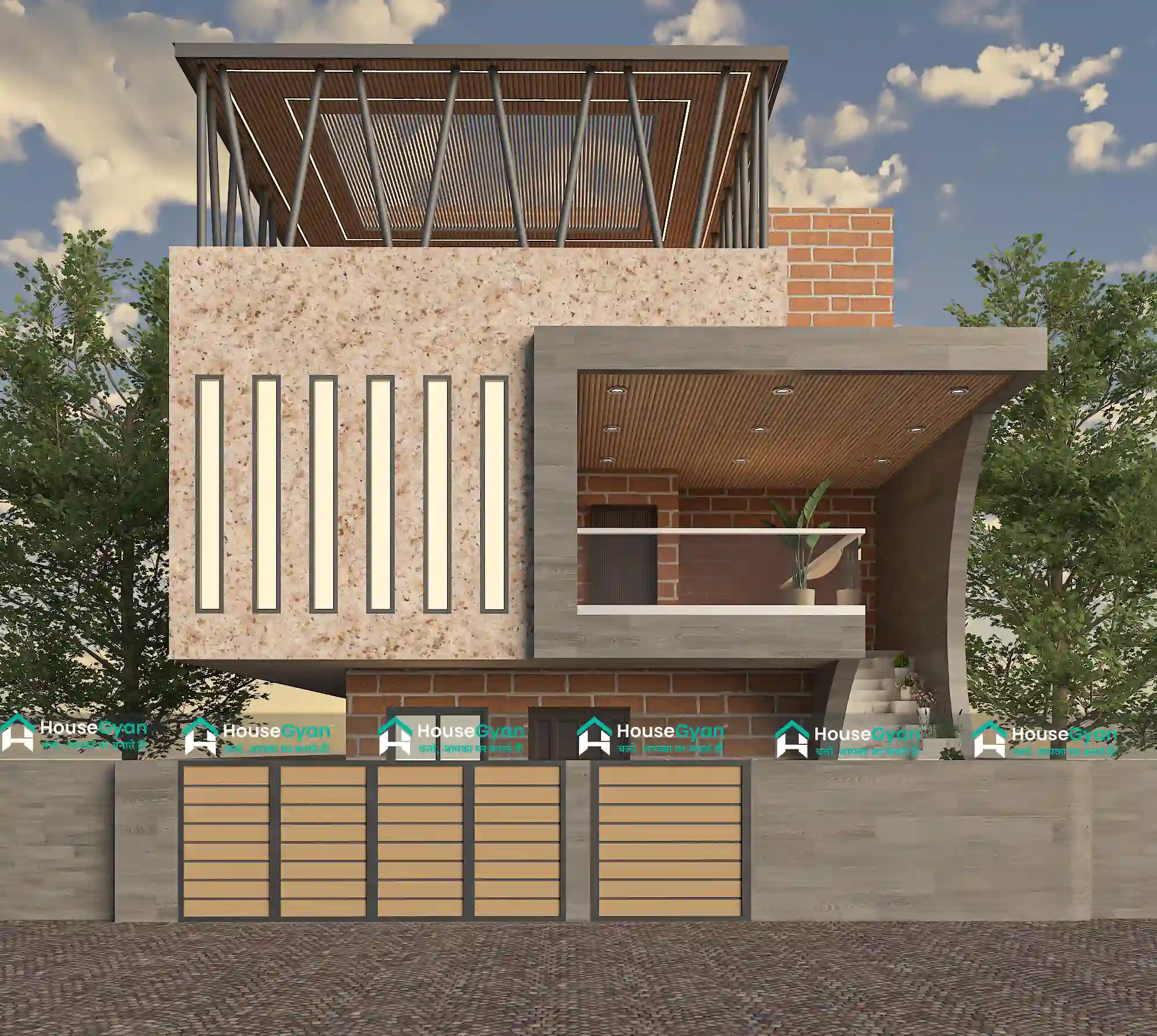 Modern 30X40 2 Floor House Front Elevation Design