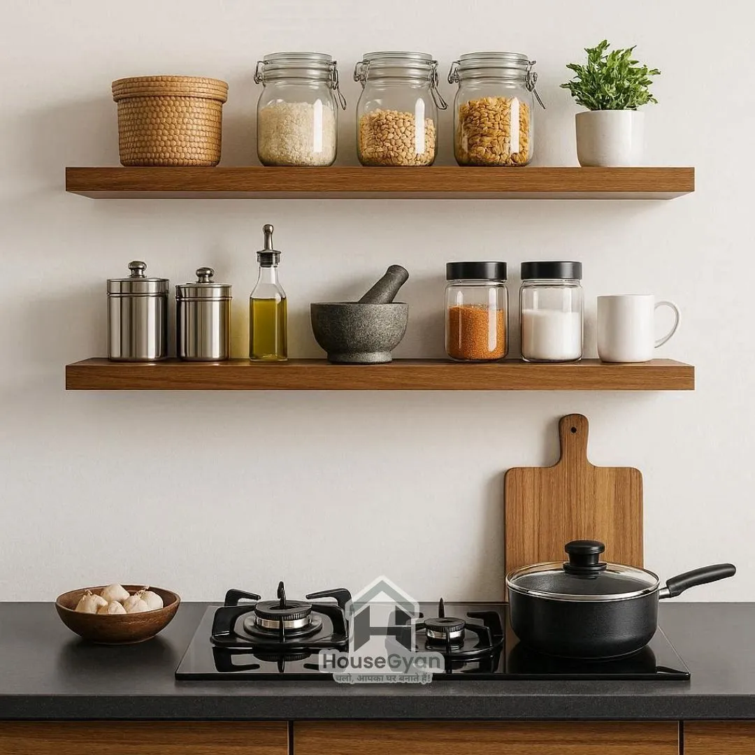 Wall-Mounted Open Shelves