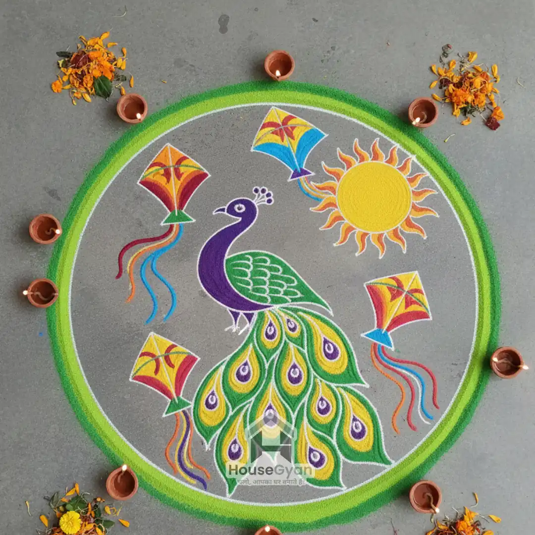peacock rangoli design