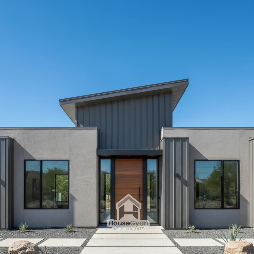 single floor house front elevation